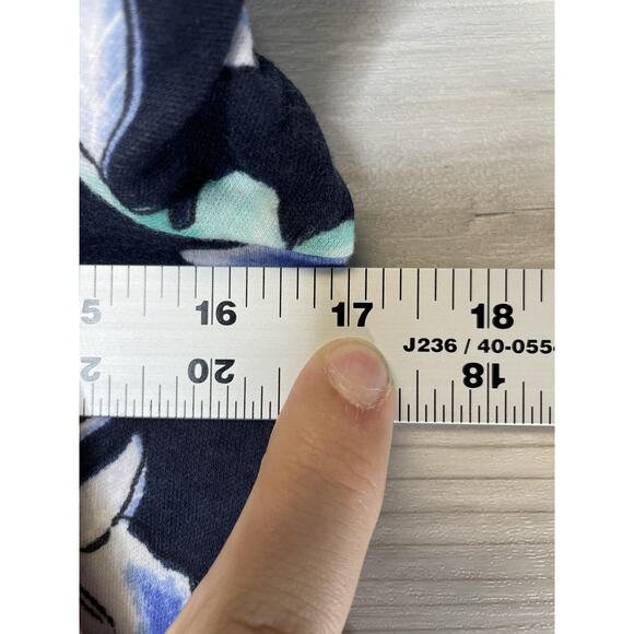 Karen Scott Shirt Womens Petite PP Floral Border Print Crewneck Short Sleeve - Picture 5 of 10